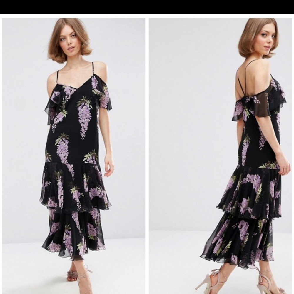 Asos  Premium Frill Wisteria floral  dress
